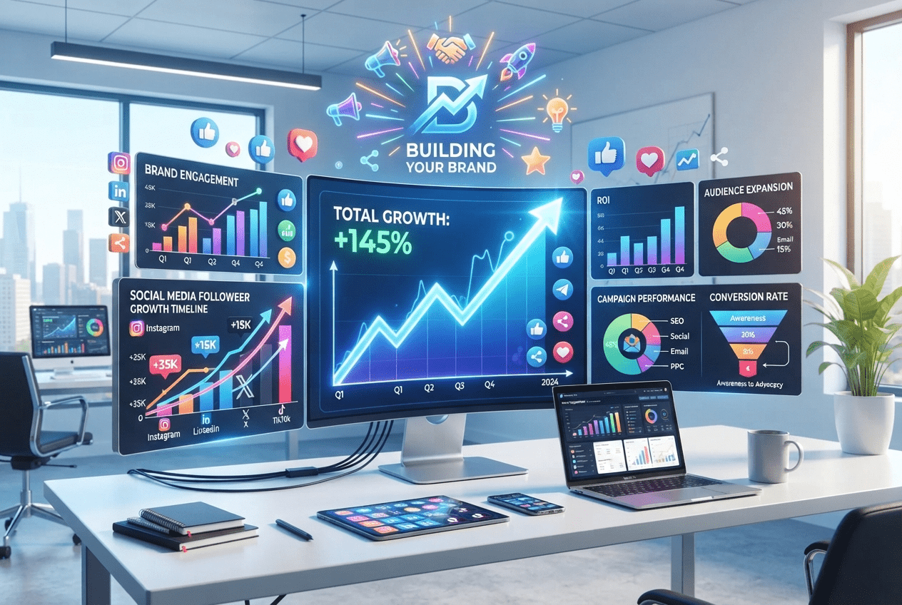 Grafici crescita follower e risultati social media marketing nel tempo